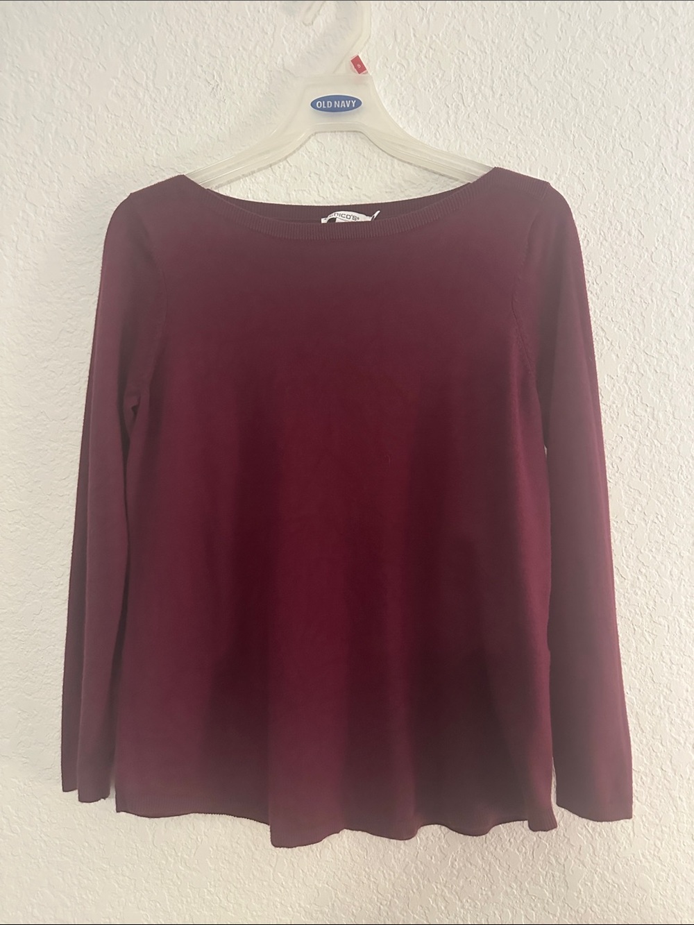 Chico's Long Sleeve Boatneck Sweater - Burgundy